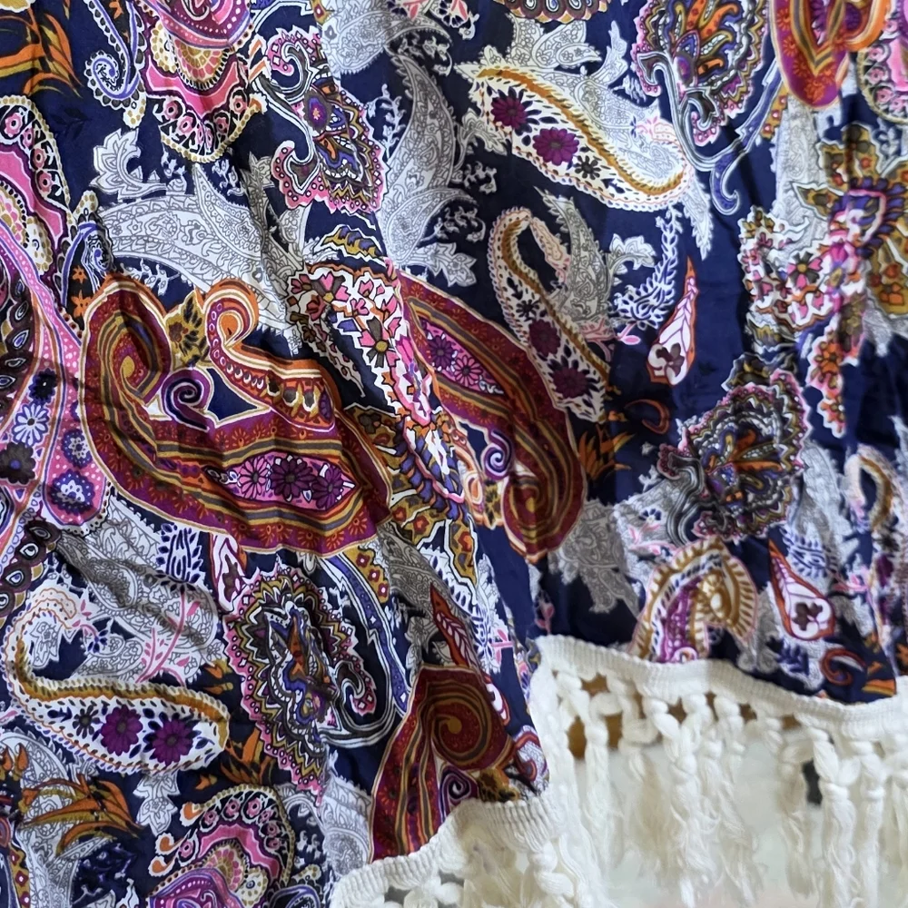 Umgee Multicolor Paisley Kimono Fringe Sz Small Medium - Picture 7 of 8